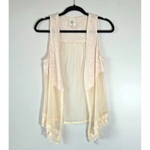 Womens Sheer Polka Dot Lace Crochet Ivory Kimono Size M Fairy Boho